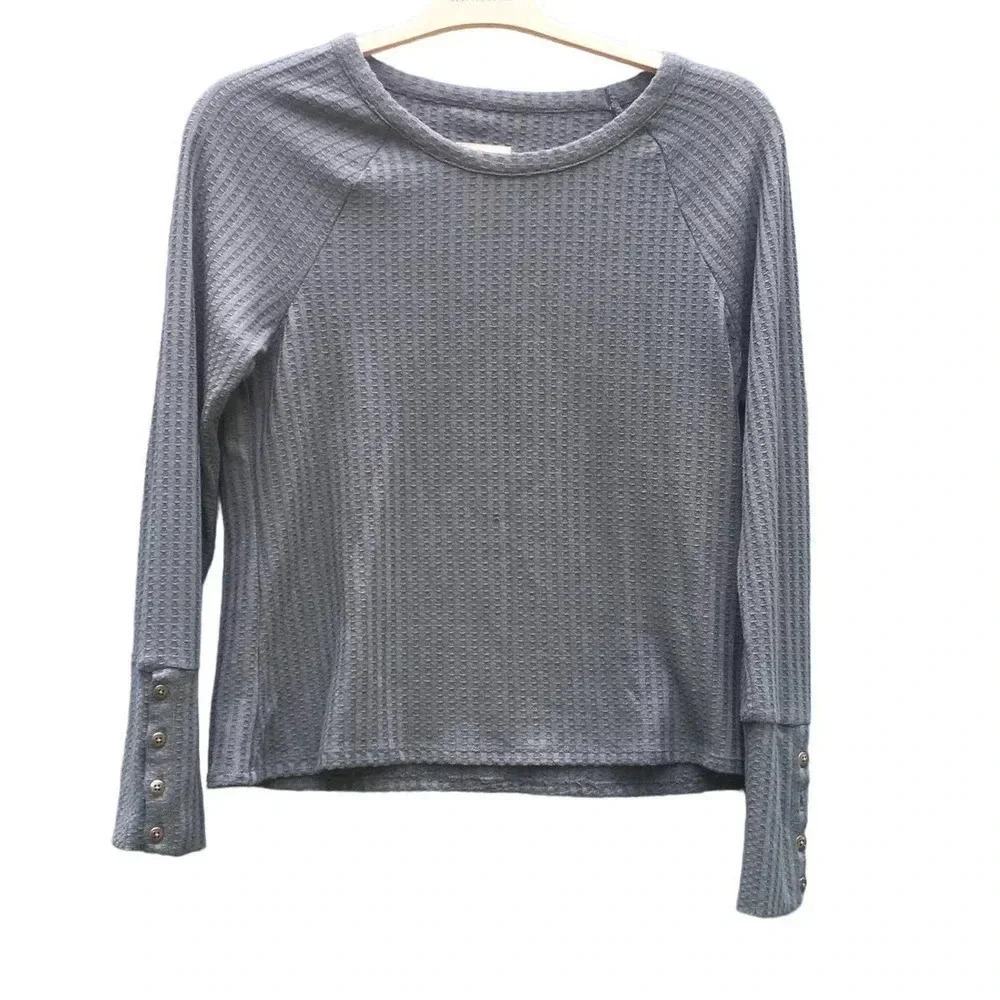 Chaser Women Waffle Knit Thermal Forest Green Long Sleeve Medium